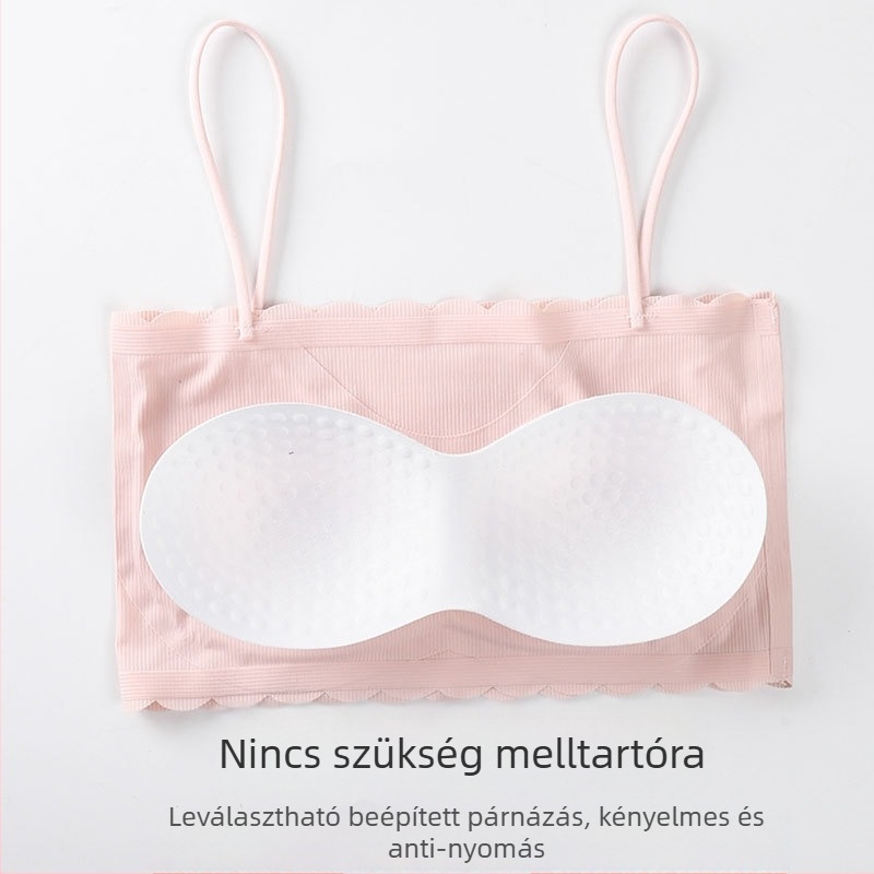 Ice Silk anyagú váll nélküli csőtop párnázott, seamless, kötött