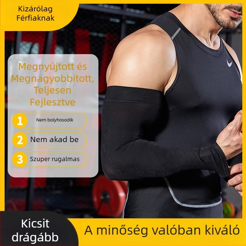 Férfi Ice Silk napvédő karvédők, egyszínű, sportos stílus, UV védelem, nagy méret, laza szabás, hosszított hossz
