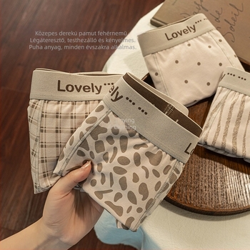 Férfi boxeralsó leopard mintával, 100% pamut, antibakteriális, középmagas derekú, kényelmes minden évszakban