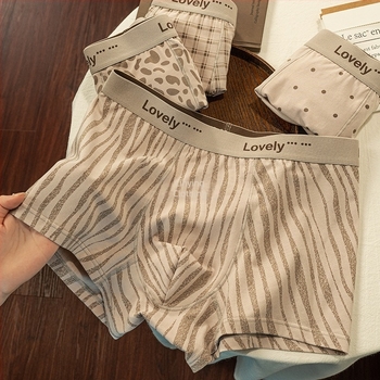 Férfi boxeralsó leopard mintával, 100% pamut, antibakteriális, középmagas derekú, kényelmes minden évszakban