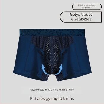 Férfi alsónemű hereszupporttal és golyóalakú elválasztással, zseb ice silk a visszerekhez, boxeralsó