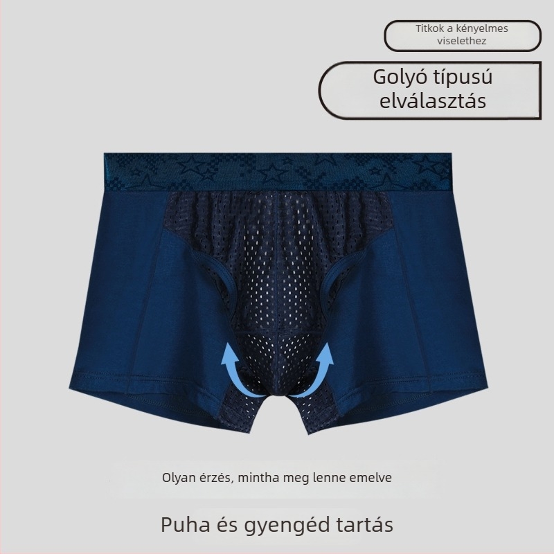 Férfi alsónemű hereszupporttal és golyóalakú elválasztással, zseb ice silk a visszerekhez, boxeralsó