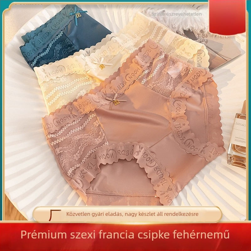 Női középmagas derekú alsónemű ice silk nylonból, pamut belső résszel, légáteresztő, antibakteriális