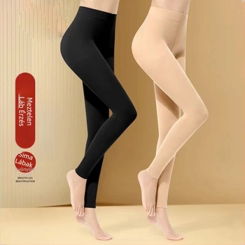 Testszínű bokáig érő shapewear harisnya leggings, toe-mentes, 120D nylon, uniszex