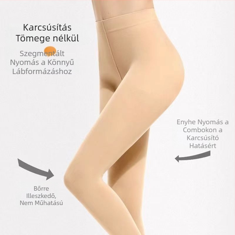 Testszínű bokáig érő shapewear harisnya leggings, toe-mentes, 120D nylon, uniszex