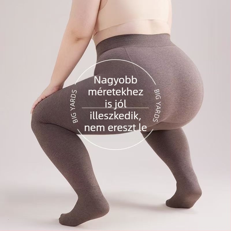 Női pamut harisnyanadrág fleece-béléssel, ősz-télre, egyszínű, vastag, plusz méret, meleg és karcsúsít