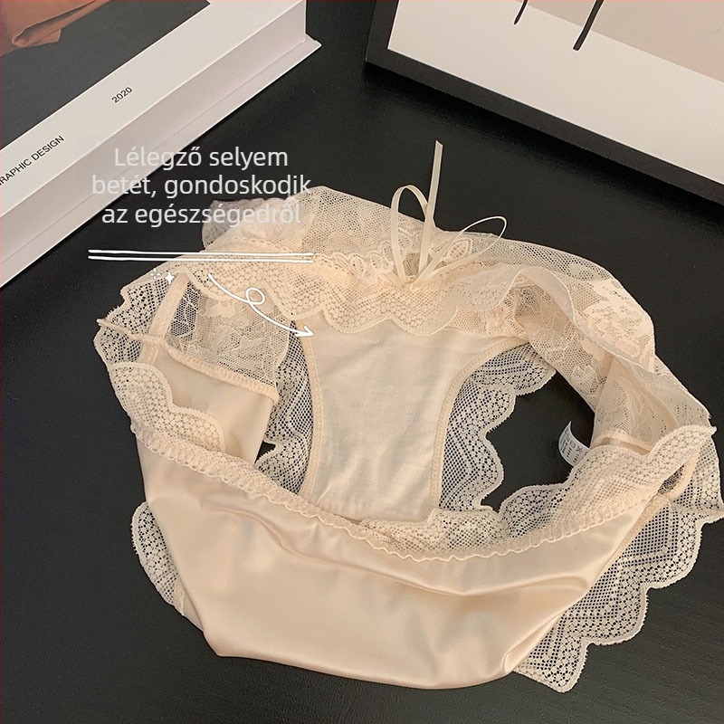 Női szatén alsónemű középmagas derékkal, formázó csípő, csipke, selymes intim rész, nagy méret
