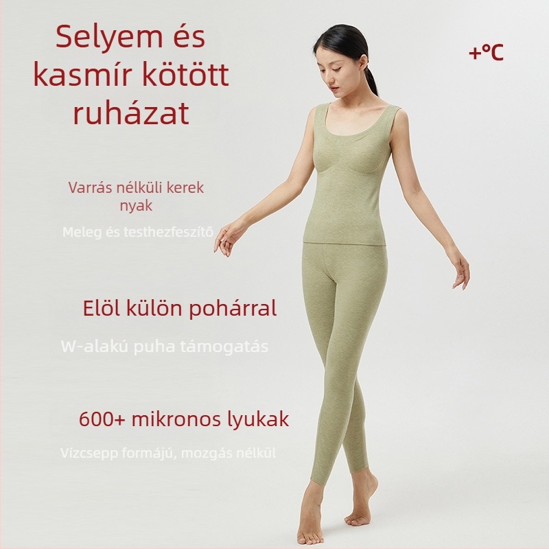 Meleg mellény beépített melltartóval és mellkasbetéttel, kasmír‑német gyapjú, fleece-béléssel, extra vastag anyag