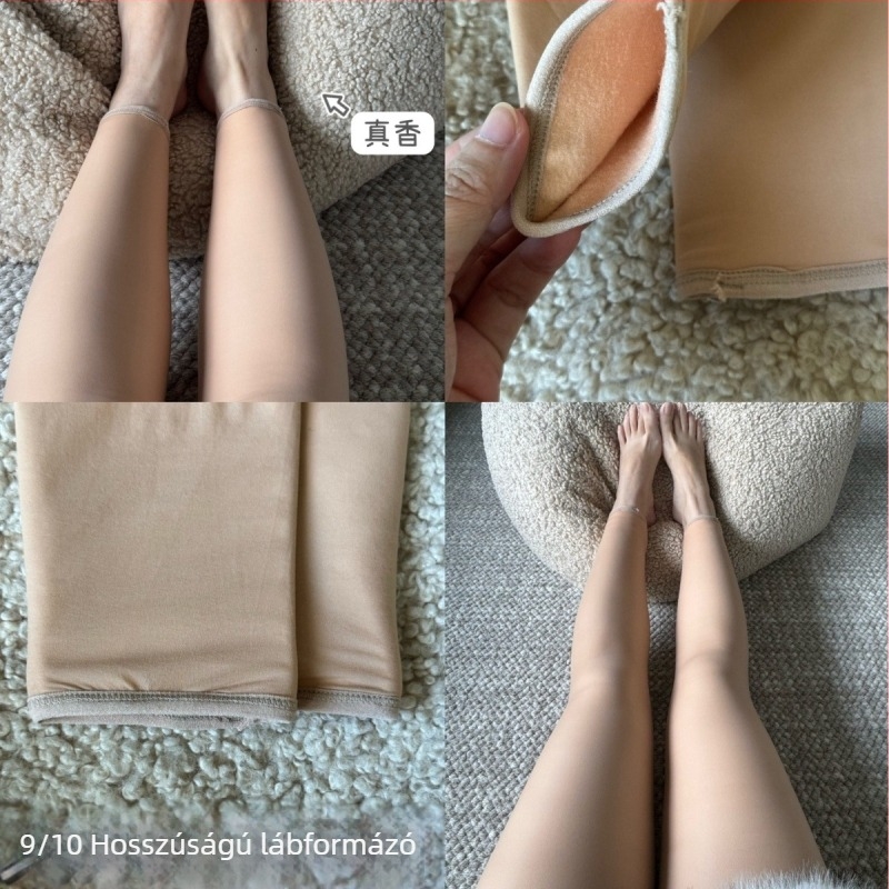 Velúr anyagú, dupla rétegű leggings vastag fleece béléssel, őszi-téli viselethez, nyomás nélkül