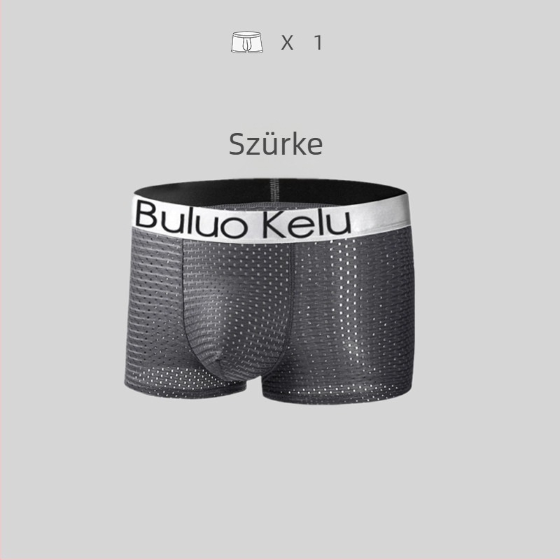Ice Silk férfi boxeralsó, középmagas derekú, lélegző, gyorsan száradó, pamutszegély az ágyék részen, nylon anyag, egyszínű, Nagy méret