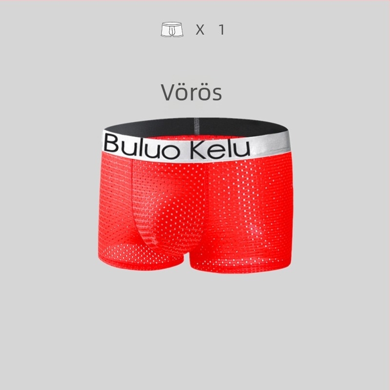 Ice Silk férfi boxeralsó, középmagas derekú, lélegző, gyorsan száradó, pamutszegély az ágyék részen, nylon anyag, egyszínű, Nagy méret