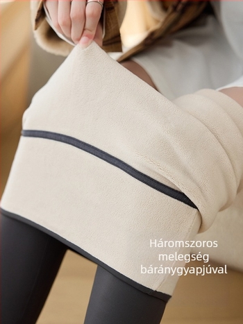 Zoan Yi 89015 Női téli magas derekú nadrág fleece béléssel, vastag, rugalmas, 9/10 hosszúságú