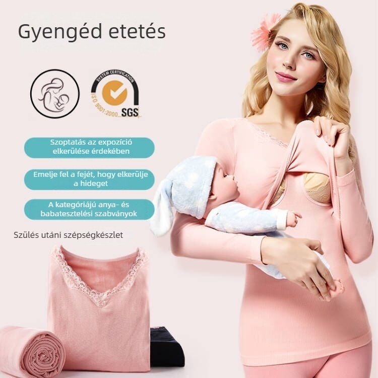 Szoptatós felső nőknek, őszi kismama ruházat, postpartum testformáló termo alsóruha szett