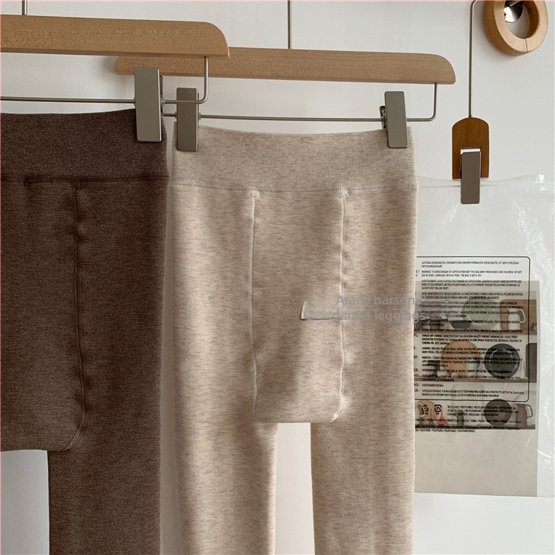 Téli fleece-béléssel ellátott leggings – egyszínű, nylon-spandex anyag, vastag bélés, teljes hosszúságú, japán stílus