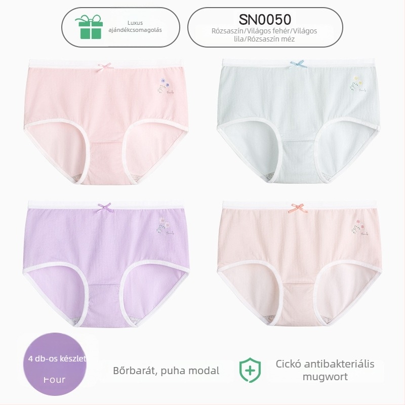 Női pamut bugyi, lélegző, popsiemelés, antibakteriális, 100% pamut, középmagas derekú