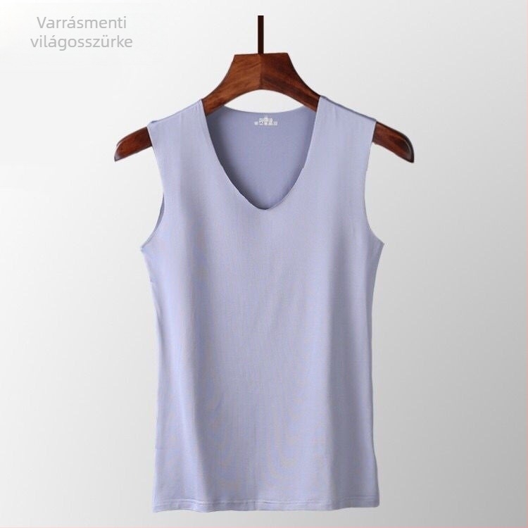 Férfi ujjatlan mellény V-dekoltázsú, Milk Silk anyag, poliészter, középsúlyú 181–200 g/m², nyár, sokoldalú stílus