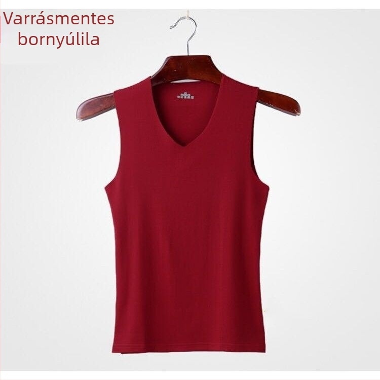 Férfi ujjatlan mellény V-dekoltázsú, Milk Silk anyag, poliészter, középsúlyú 181–200 g/m², nyár, sokoldalú stílus