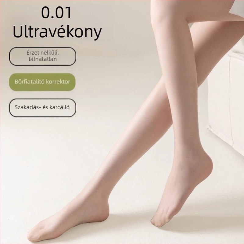 0D természetes bőrszínű női harisnya, vékony, tavasz–nyár, átlátszó, anti-szálakadást