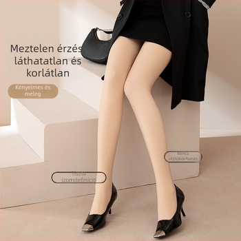 COCO GINZA: Női kétsrétegű harisnya fleece béléssel, plusz méret, őszi-téli, nude bőrszín, áttetsző hatás
