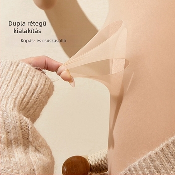 COCO GINZA: Női kétsrétegű harisnya fleece béléssel, plusz méret, őszi-téli, nude bőrszín, áttetsző hatás