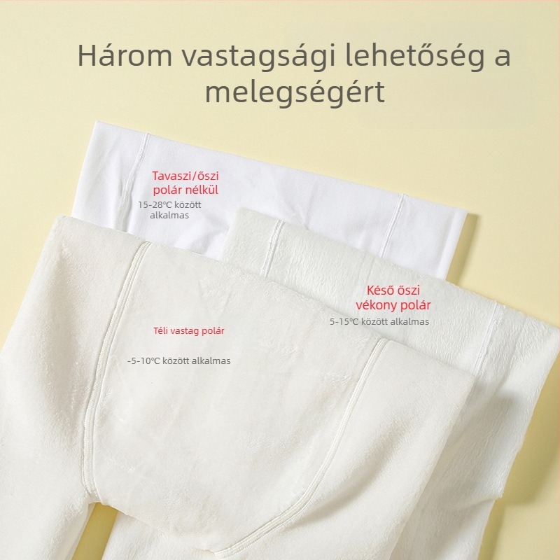 Plusz méretű fehér női tánc harisnya fleece béléssel, vastag, egyrészes, őszi-téli