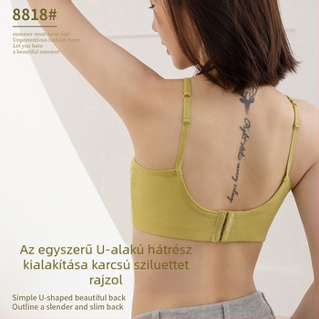 Nyári ultra-könnyű, merevítő nélküli melltartó hátsó csattal és nyúlfül dizájnnal, vékony pántok, sporthoz és alváshoz