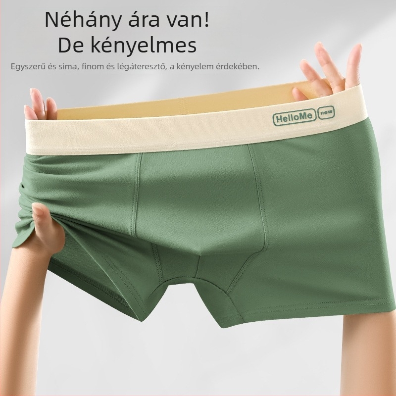 Férfi 100% pamut boxer rövidnadrág, középmagas derekú, egyszínű