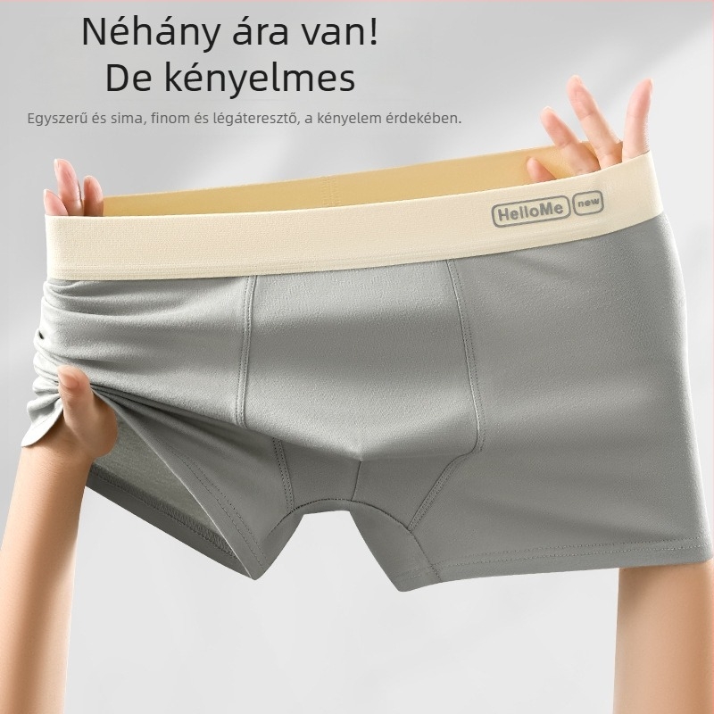 Férfi 100% pamut boxer rövidnadrág, középmagas derekú, egyszínű