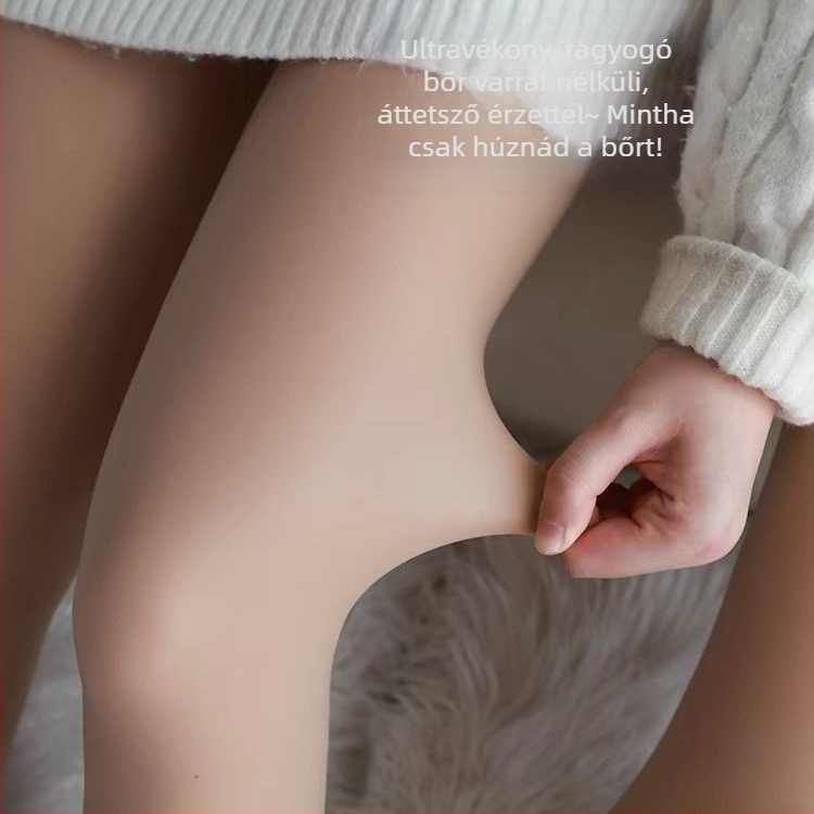 Nylon fleece-belélt formázó harisnya, 9/10 hosszúságú, nude szín