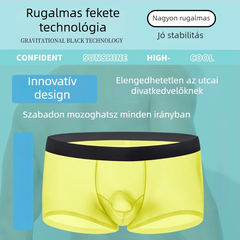 Férfi ice silk boxeralsó, gyorsan száradó, elválasztó elrendezés, háromdimenziós szabás, nylon anyag