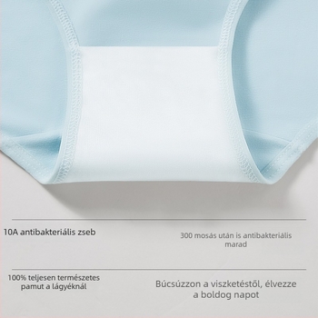 Lányoknak szánt pamut bugyi, lélegző és antibakteriális ágyékkal, középmagas derék, egyszínű