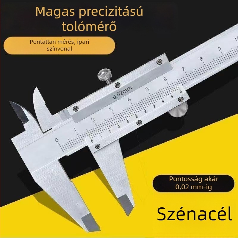 Vernier tolómérő, ipari minőségű, nagy pontosságú, integrált acél