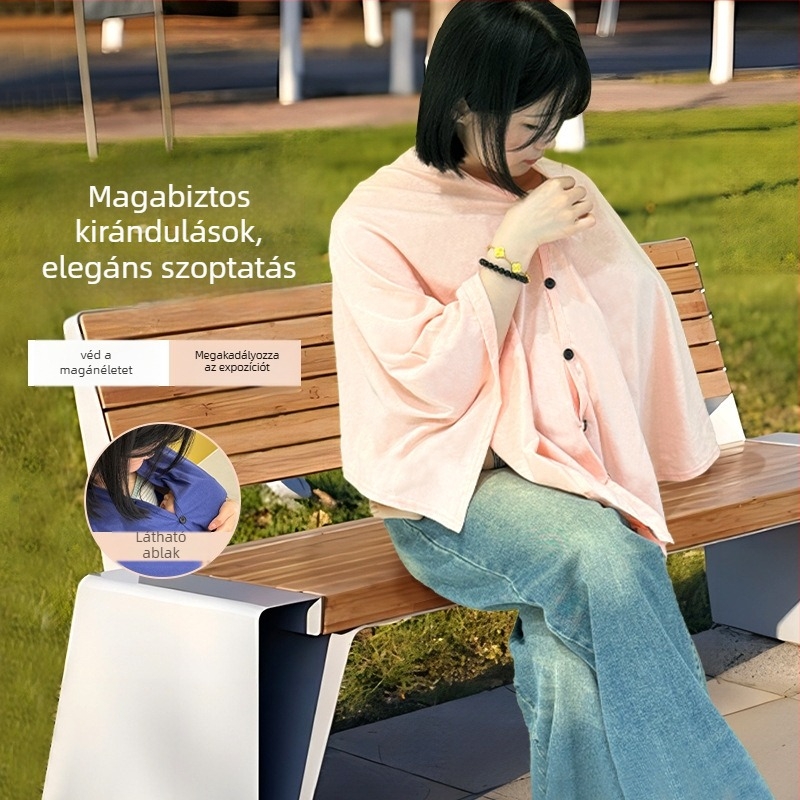 Kismama szoptatós kendő — lélegző poliészter anyag, ultranagyvékony 81–100 g/m², fő anyag 70–80% poliészter, 3/4-es ujjak, minden évszakban használható