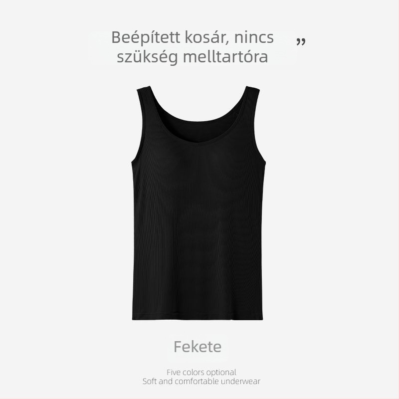 Új modell melltartóbetéttel ellátott, hát nélküli topp, széles vállpántok, alapréteg, szexi, trendi, sokoldalú