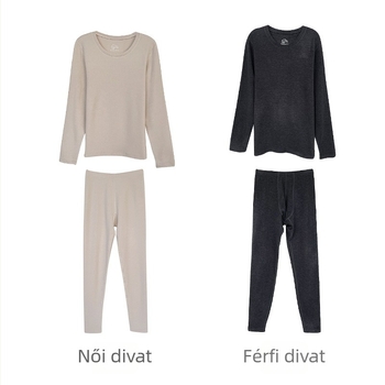 Unisex vastag akril szálas termoszett – két részes készlet: felső kerek nyakú, hosszú ujjú és hosszú nadrág, egy rétegű, 251–300 g/m2