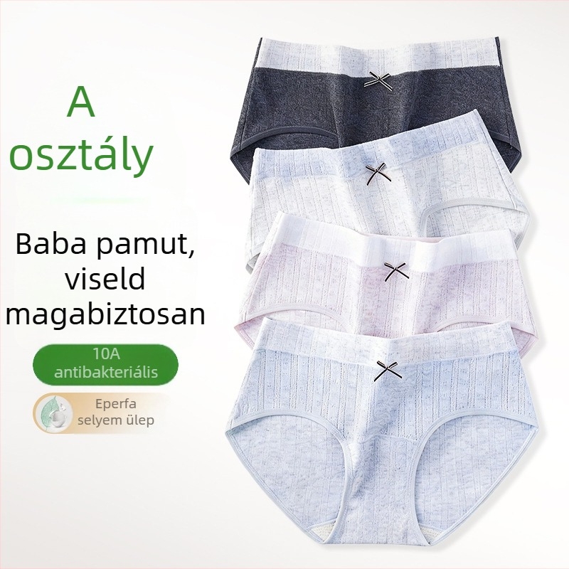 Plusz méretű női alsónemű 100% pamutból, hosszított ágyékrész, lélegző, középmagas derék, elasztikus