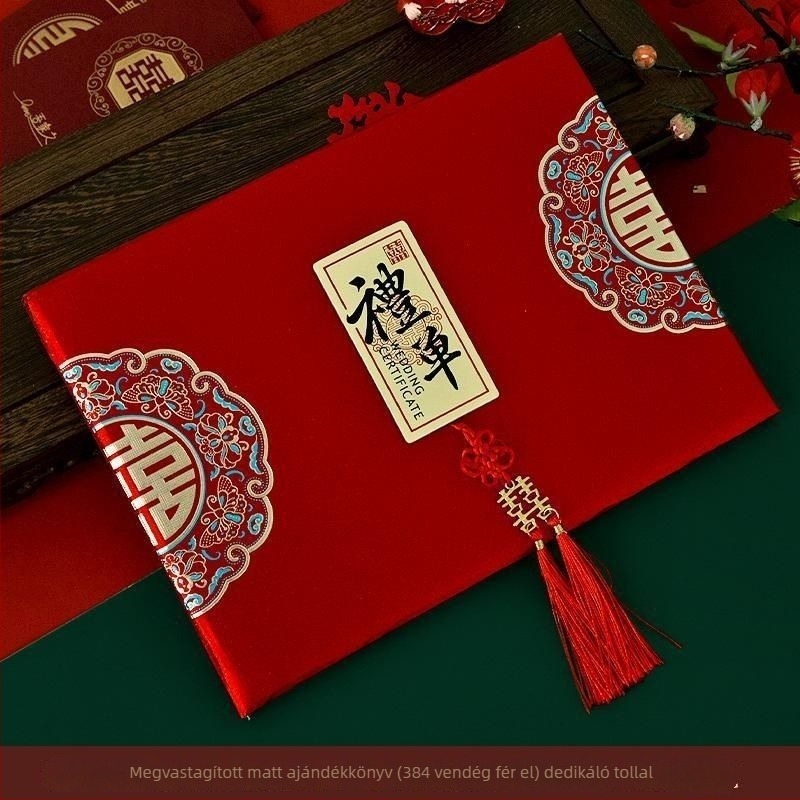 Esküvői vendégkönyv és aláírófüzet, aranyos japán-koreai stílusban