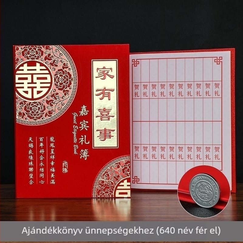 Esküvői vendégkönyv és aláírófüzet, aranyos japán-koreai stílusban