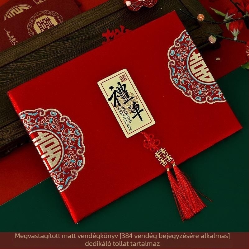 Esküvői vendégkönyv és aláírófüzet, aranyos japán-koreai stílusban