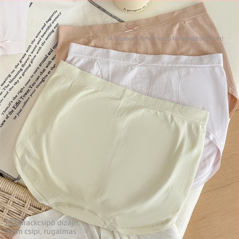 Plusz méretű magas derekú női alsónemű, testszínű, seamless, kényelmes és puha, masni díszítésű, haskontroll és formázás a fenéken.