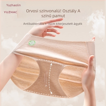 Női pamut alsónemű, légáteresztő, kötött szövet, középmagas derekú, egyszínű, fő anyag 95–100% pamut