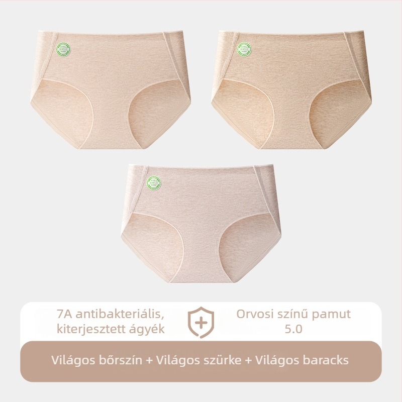 Női pamut alsónemű, légáteresztő, kötött szövet, középmagas derekú, egyszínű, fő anyag 95–100% pamut
