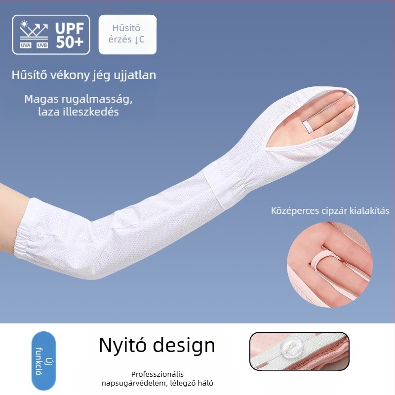 Női UV-védő karvédő, hosszú, jégselyem anyag, poliészter-nájlon keverék