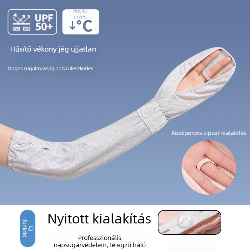 Női UV-védő karvédő, hosszú, jégselyem anyag, poliészter-nájlon keverék