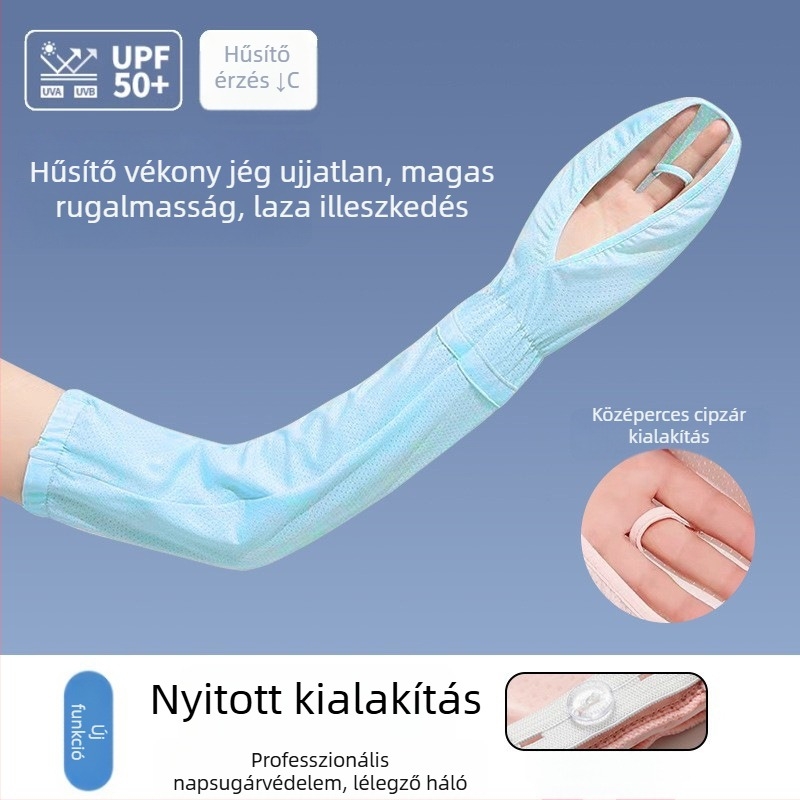 Női UV-védő karvédő, hosszú, jégselyem anyag, poliészter-nájlon keverék