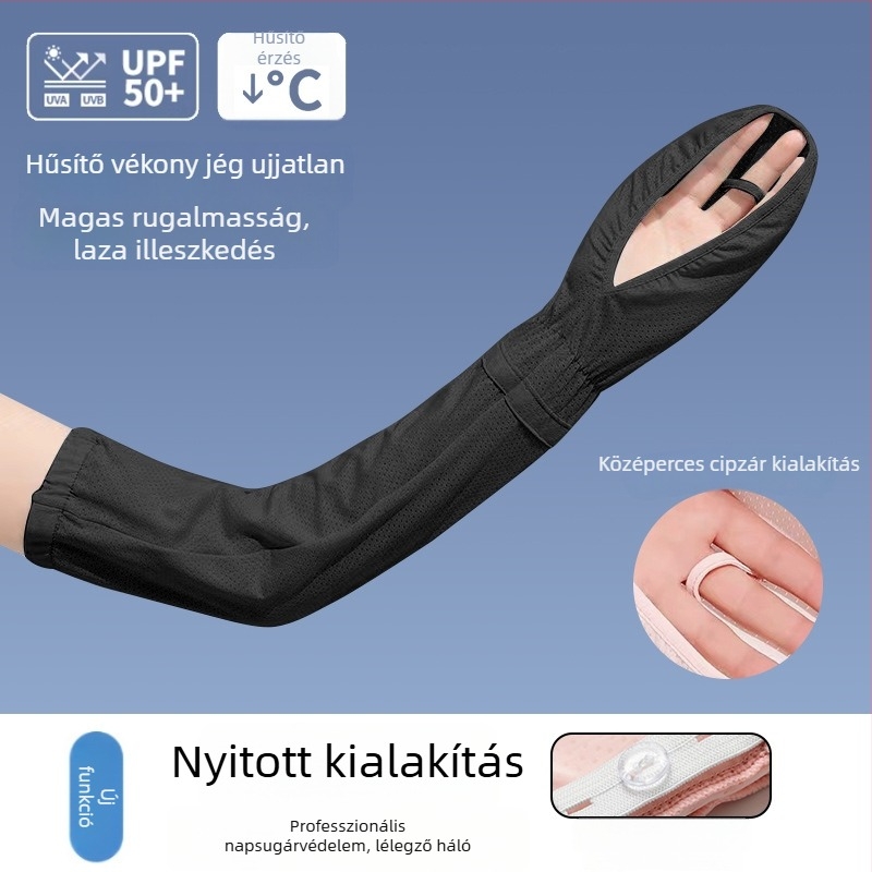 Női UV-védő karvédő, hosszú, jégselyem anyag, poliészter-nájlon keverék