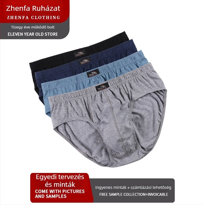 Férfi lélegző pamut alsónemű, középmagas derék, kötött, egyszínű