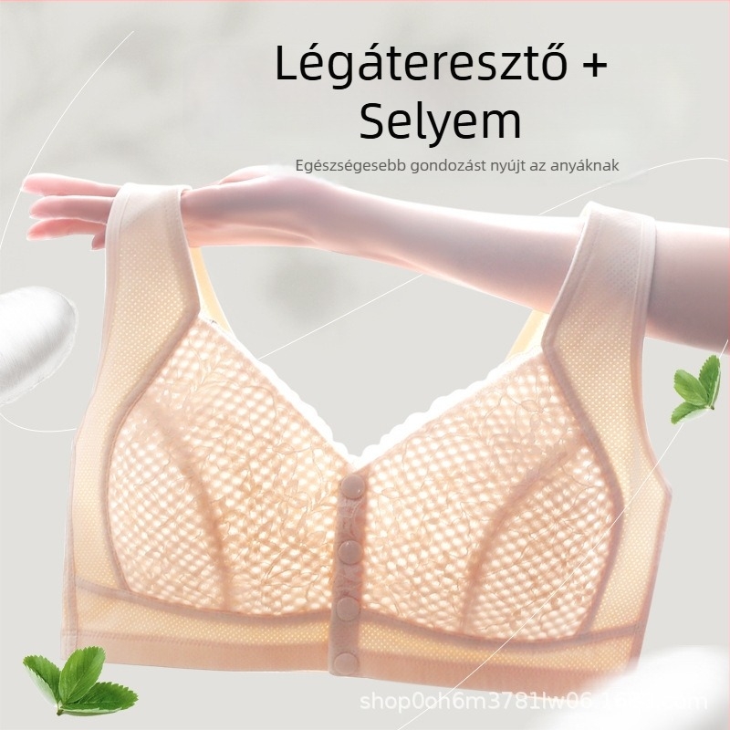 Melltartó mellény-stílusú csipével (ultra vékony formázott kosár, lélegző nylon, előre záródó)