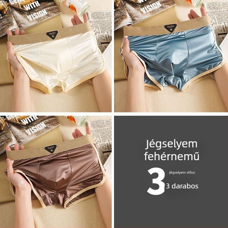 Férfi boxeralsó nyáron 2025 – jégselyem-nylon anyag, antibakteriális ágyéktáj, bőrbarát érzet