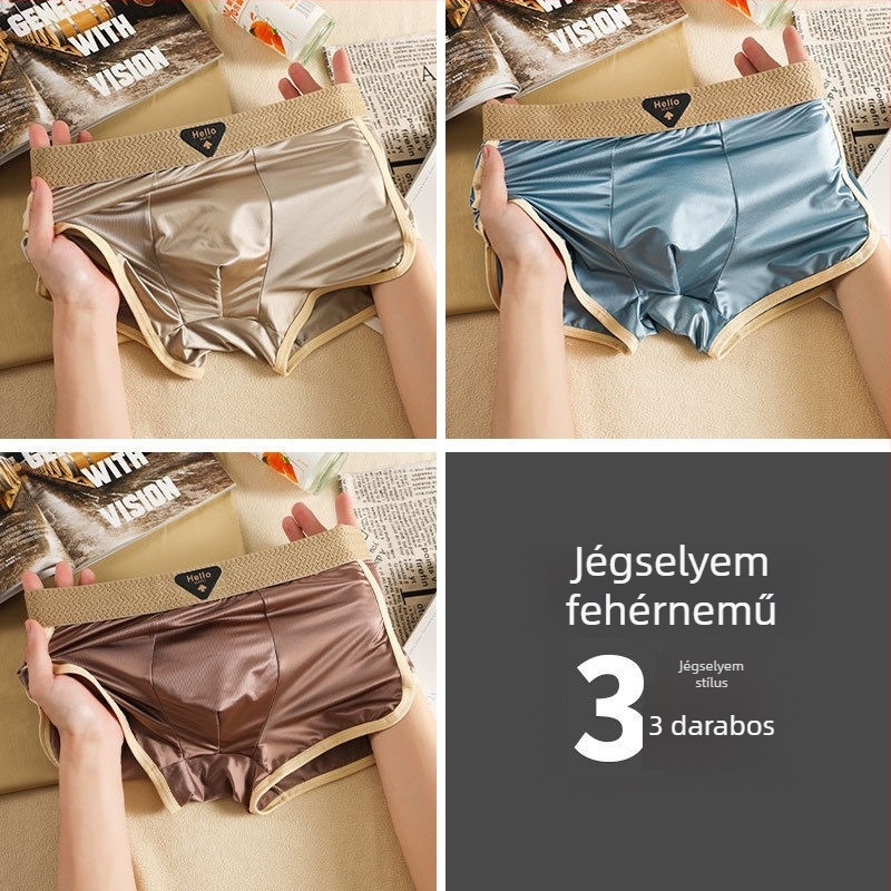 Férfi boxeralsó nyáron 2025 – jégselyem-nylon anyag, antibakteriális ágyéktáj, bőrbarát érzet